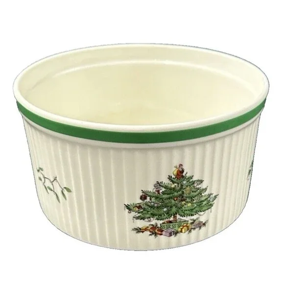 Spode Christmas Tree Porcelain Souffle Dish Serving Bowl 3 Pint Made in England - Picture 5 of 8